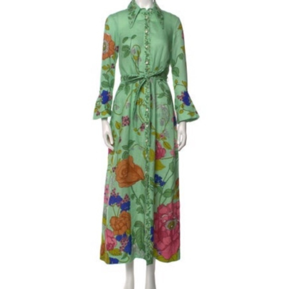 Alemais Green Floral Long Sleeve Dress